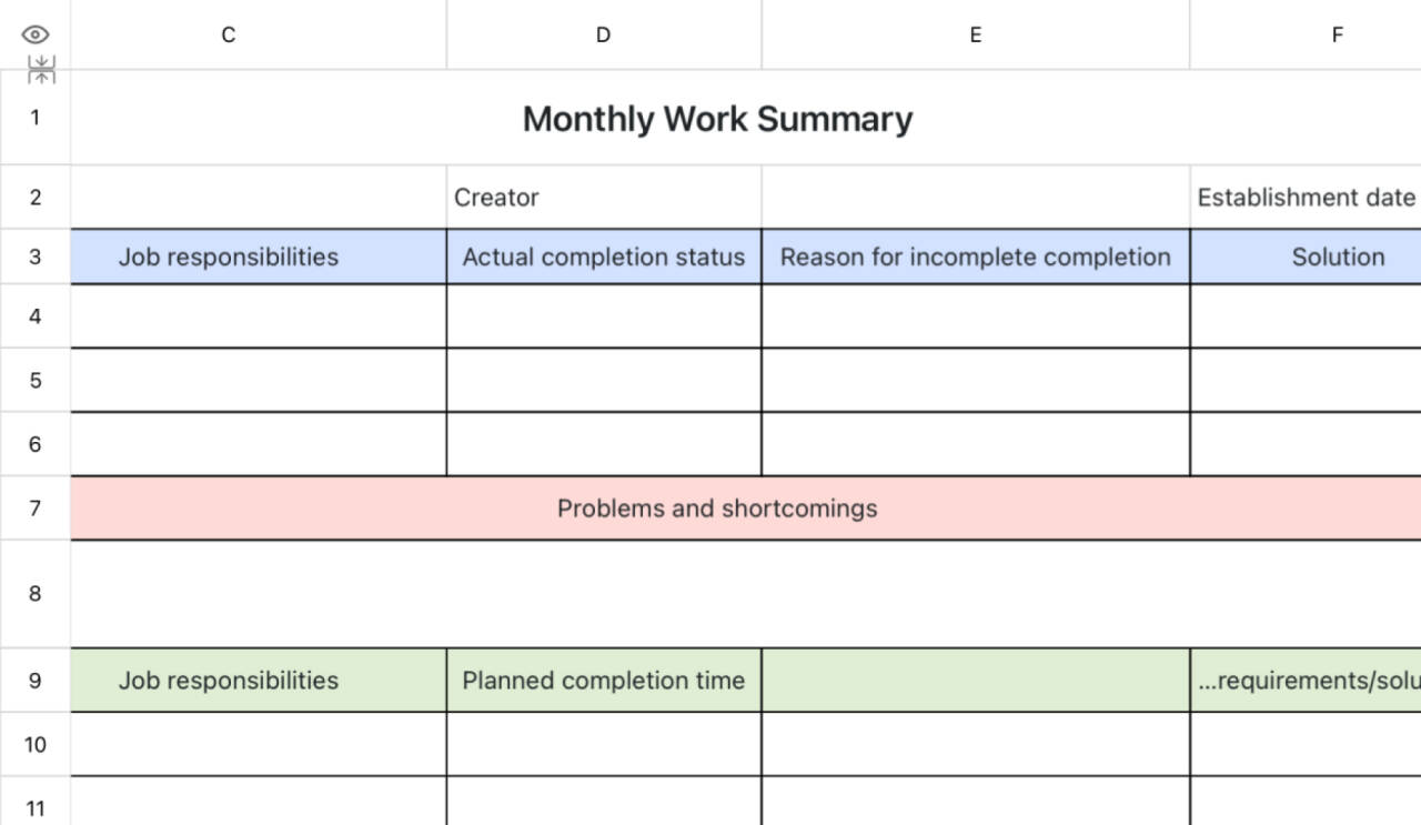 Monthly work summary 1 1